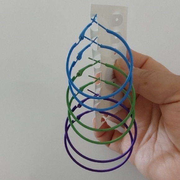 Colorful Hoop Earrings Set - Picture 3 of 3